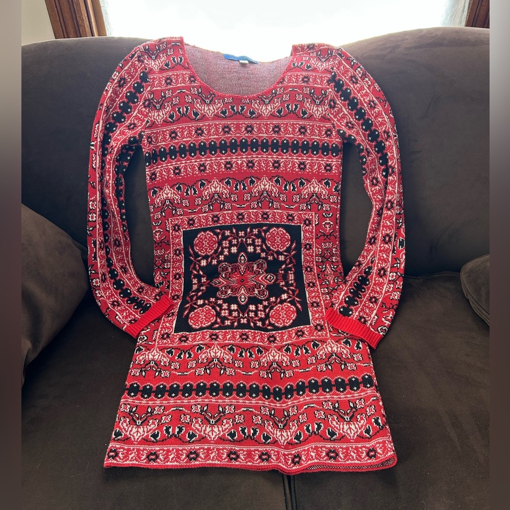 Blue Rain Red and Black Knit dress